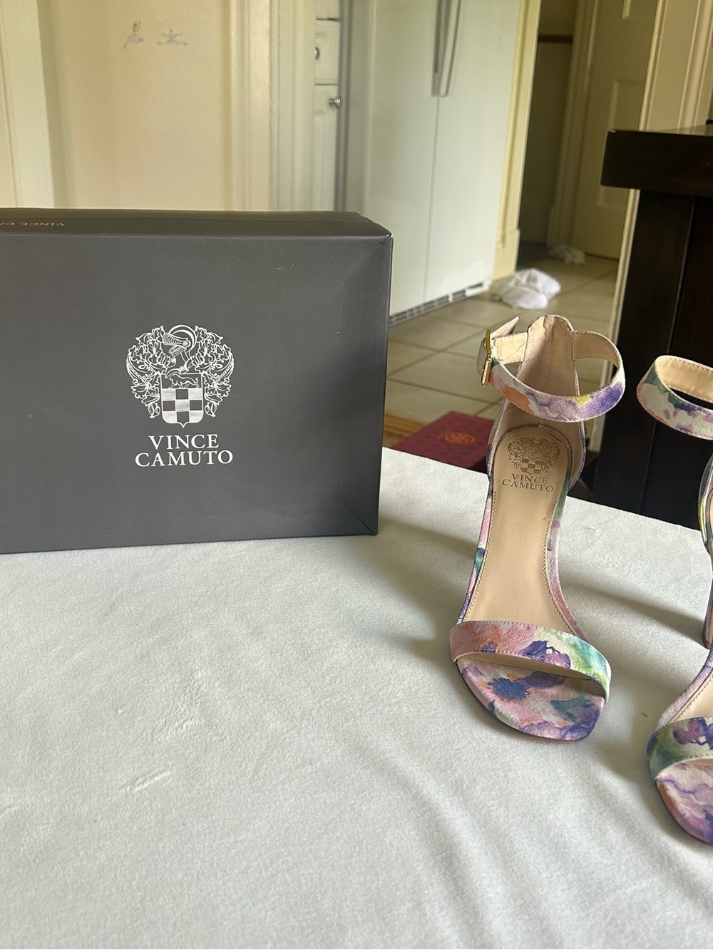 Vince Camuto Pastel Floral Ankle-Strap Heels